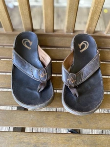 Sandalias chanclas Olukai Nui marrón java oscuro para hombre talla 8 ¡Utilizadas en excelente estado ver! Beach Fishin - Imagen 1 de 8