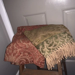 Calzeat Of Scotland Wolldecke mit Fransen Beige Jacquard 60x49 In - Bild 1 von 4