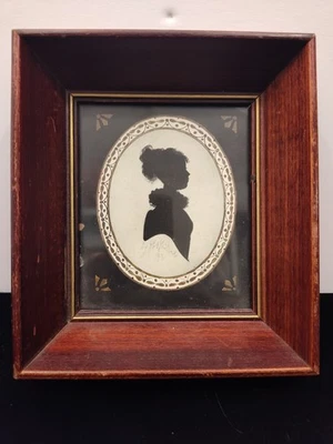 Antique 1831 J.H. Whitcomb Silhouette Portrait Lady Signed Framed Folk Art USA - Image 1 of 4