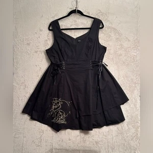 Torrid Peter Pan Neverland Asymmetrical Lace Up Dress Black Gold Foil, Size 3X - Picture 1 of 6