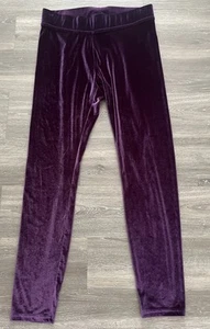 Hue Velvet Legging Purple Velour Ankle Pant Comfy Pull On Stretch Women Size L - Picture 1 of 6