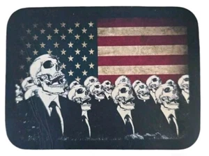 USA FLAG INFUSED KYDEX SKULLS PEOPLE MC BIKER SEW ON LEATHER PATCH 3 X 4 INCH - Picture 1 of 3