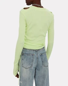 Helmut Lang Base Double Rib Shoulder Cut Out Ruched Side Tie Top XS NWT - Picture 1 of 3