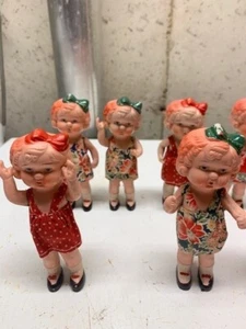 (12) 5 inch Antique Bisque painted statue girl dolls - Occupied Japan - Picture 1 of 10