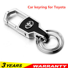 Hot Double Ring Car Logo Metal Leather Key chains Silver keyring for Toyota 