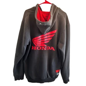 Felpa con cappuccio Honda Racing full zip nera/rossa ricamata double face giacca uomo XL Y2K - Foto 1 di 7