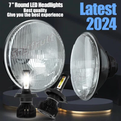 2pcs 7 Inch Round LED Headlight Halo DRL Turn signal Fit Ford 1/2 3/4 Ton Pickup Foto 1 de 4