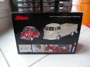 Set VW Volkswagen T1 Pritsche Autohaus Jakobi & Bmw Isetta Schuco 1/32 neuve - Foto 1 di 2