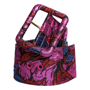 DOLCE & GABBANA Belt Floral Jacquard Lurex Wide Waist Buckle 75cm / 30in 980usd - Picture 1 of 6