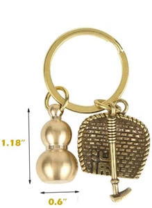 Brass Wu Lou Keychains Chinese Gourd Feng Shui Hu Lu Pendant Key葫芦Good Luck 2pcs - Picture 1 of 8