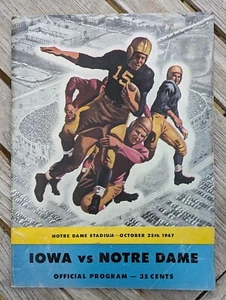 NOTRE DAME vs IOWA FOOTBALL PROGRAM from 1947 JOHN LUJACK HEISMAN - Picture 1 of 16