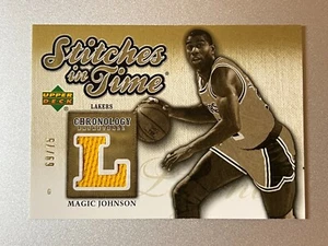 LAKERS #/75 MAGIC JOHNSON GAME USED JERSEY SP 2006-07 UD CHRONOLOGY STITCHES - Bild 1 von 2