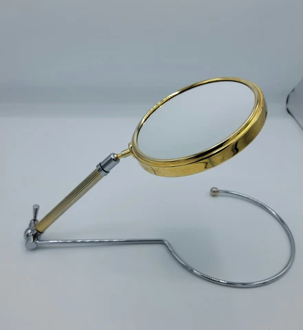 Vintage Mid-Century French Brass Color Adjustable Small Table Mirror, 1950s Cover