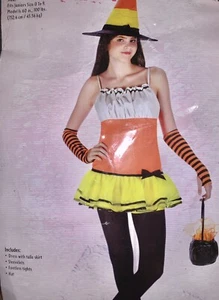 Candy Corn Witch Halloween Costume Girl's Women (Fits Sizes 0-9) 4-Piece - Picture 1 of 4