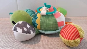Infantino Turtle Crinkle Rattle Mirror Play Colorful Hanging Plush Baby Toy  - Picture 1 of 8