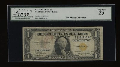 DBR 1935-A $1 North Africa Fr. 2306 IC Block Legacy 25 Serial I35929439C - Image 1 of 2