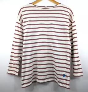 TRIBORD Vintage 90s Women Red White Breton Striped Nautical T-shirt Size 10 12 - Picture 1 of 9