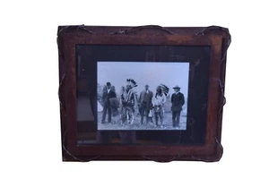 Bilderrahmen verrostet Metall Stacheldraht 20 x 24 Indianer Druck  - Bild 1 von 4