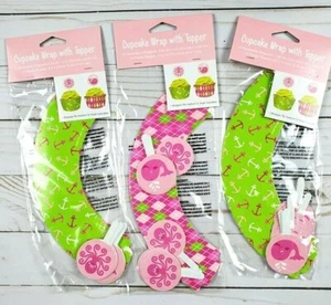 PACK OF 3 Creative Converting OCEAN PREPPY GIRL CUPCAKE WRAP & TOPPER 36CT TOTAL - Picture 1 of 4