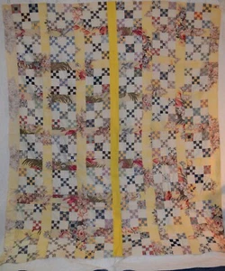 3839 Antik 20er Jahre Double 9 Patch Quilt Top, fabelhafte Stoffsammlung - Bild 1 von 12