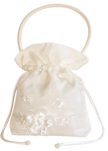 Bolso de novia HBH moda nupcial de satén bordado con flores, color: marfil, blanco - Imagen 1 de 3
