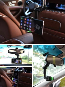 360° Rotatable Phone Mount Holder Car Rear Seat Clip Holder Dual-use Accessories - Foto 1 di 12