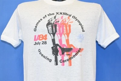 vintage 80s LA84 OLYMPIC GAMES OPENING CEREMONIES LOS ANGELES t-shirt OLYMPICS M - Image 1 of 4