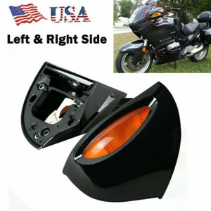 2PCS Rear View Mirror Amber Turn Signal Black For BMW R1100RT R1100RTP R1150RT S - Picture 1 of 12