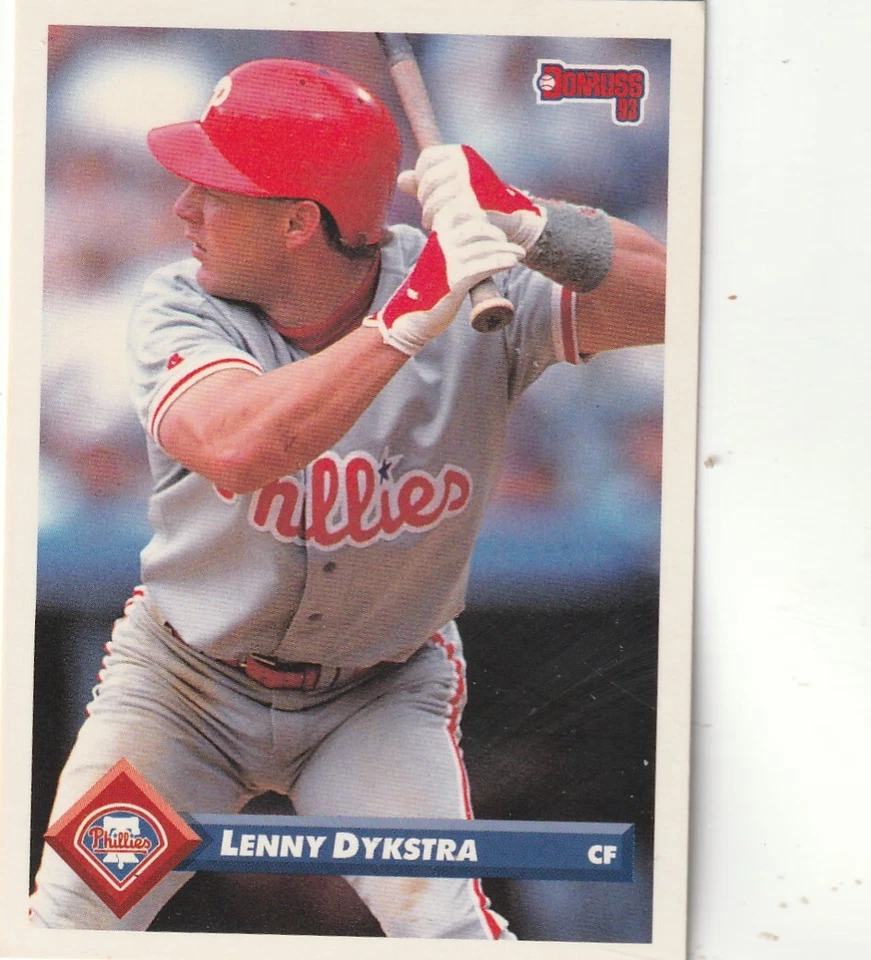 FREE SHIPPING-MINT-1993 Donruss Lenny Dykstra #544 PLUS PHILLIES BONUS CARDS - Image 1 of 1
