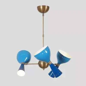 Three Arms Six Lights Bulb Brass Sputnik Chandelier Light Fixture Diabolo Lamp - Picture 1 of 5