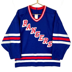 Vintage New York Rangers Ccm Jersey Medium Blue Nhl Hockey Made In Canada 90s - Picture 1 of 9