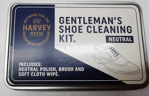 Gentleman's Shoe Cleaning Kit - neutral polish, brush & soft cloth in a tin - Picture 1 of 2