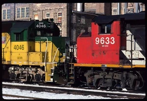 Original Rail Slide - CN Canadian National 9633+GEXR 4046 Kitchener ON 1-31-1999 - Picture 1 of 1