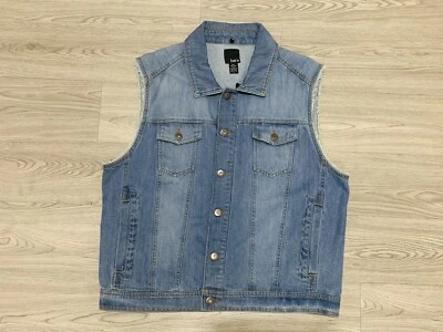 Chaleco vaquero BAR III para hombre largo vintage azul de mezclilla estrellas y rayas bolsillos sin mangas Foto 1 de 4