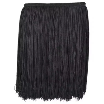 1m /5cm Luxus Fransen 30cm breit  schwarz Schnittfransen Tanzfransen Spitze DE - Bild 1 von 3