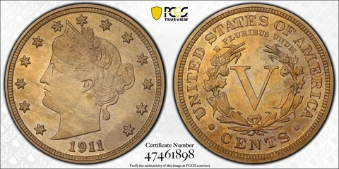 1911 5c Proof Liberty “V” Nickel PCGS PR62 - 1733 Mintage Cover