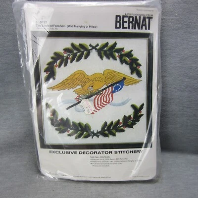 Bernat Patriotic Eagle Artist Original with US Flag Exclusive Stitchery 14*14 - Image 1 of 4