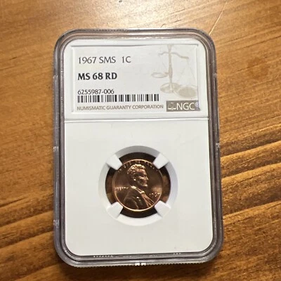 1967 Penny SMS Special Mint Set Lincoln Memorial Cent NGC MS 68 RD $190 Retail - Image 1 of 4