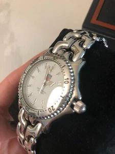 Tag HEUER S/EL Watch All Shiny Large Mens White Dial Steel Band Case 39mm - Picture 1 of 7