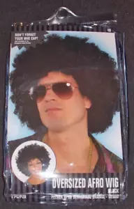 Schwarze riesige Afro-Perücke super große Jumbo Disco 70er Jahre Kostüm groß fro lockig übergroß - Bild 1 von 2