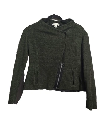 Chaqueta de Moto Coldwater Creek Verde Asimétrica Cremallera Manga Larga Mujer Talla 12 Foto 1 de 4