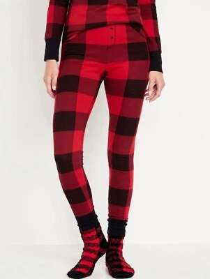 Leggings de pijama Old Navy para mujer talla XXL ~ punto gofre ~ rojo búfalo a cuadros nuevos con etiquetas Foto 1 de 4