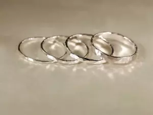 Stacking Ring 925 Sterling Silver Hammered Ring Handmade Stackable Ring K-469 - Picture 1 of 7