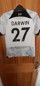Liverpool FC 2022/23 Away SHIRT Darwin 27 size 24 (6 to 7 years) - Picture 1 of 11