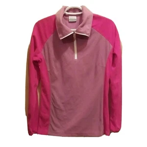 Columbia Pullover Jacket Woman Sz Med Purple Fuchsia Fleece Activewear 1/4 Zip - Picture 1 of 11