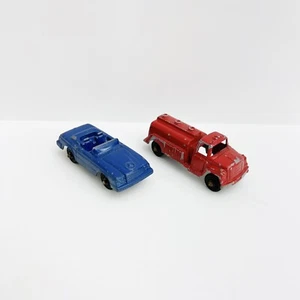 Vintage Tootsie Toy Blue Mercedes Red Firetruck Die Cast Toy Cars Collectible - Picture 1 of 3