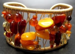 TANA ACTON 12K Gold Filled Genuine Amber Cuff Bracelet - Picture 1 of 3