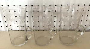 3 Delicate Vintage Clear Crystal Etched Flowers Glasses  Farmhouse Art Deco? - Picture 1 of 11