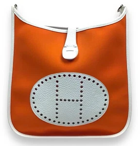 Hermes Evelyne III GM Beautiful Orange Canvas w/ Detachable Shoulder Strap - Picture 1 of 16