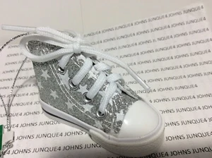 KURT ADLER SILBER GLITZER HIGH TOP SCHUH ORNAMENT Neu mit Etikett und Silberkordel  - Bild 1 von 4